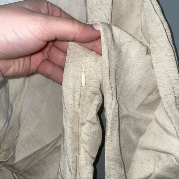 By Anthropologie NWT V-Neck Knot Front Linen Blend Ivory Midi Dress Size 10 - Picture 6 of 10